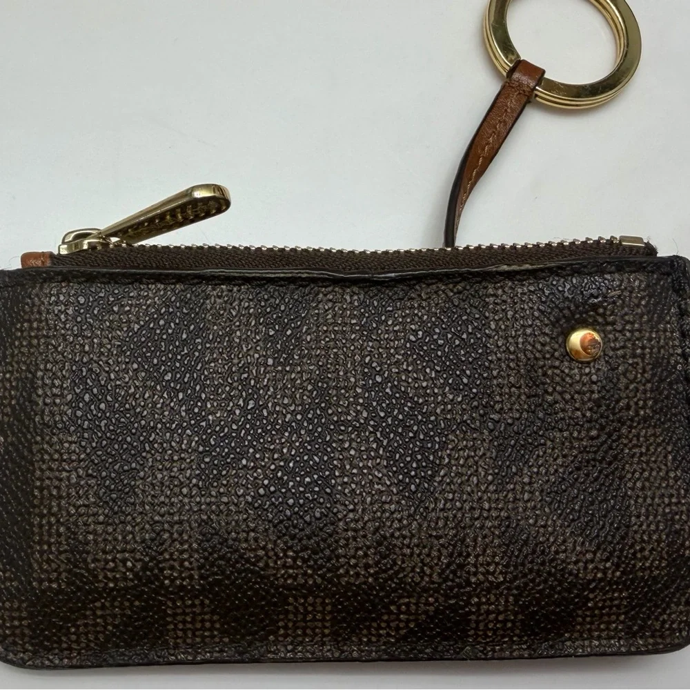 Michael Kors Brown and Gold Logo Zip Card Case Keyring - Picture 2 of 4